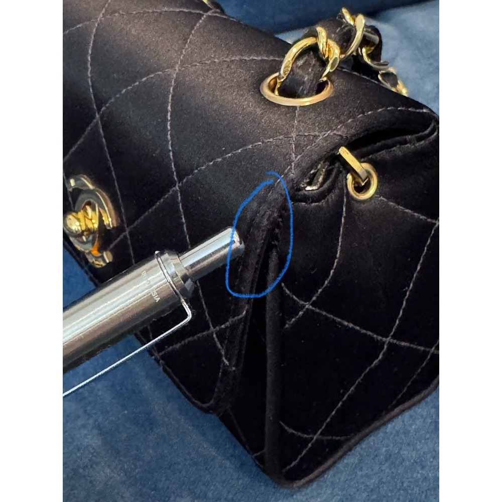Vintage Chanel Black Satin‎ Mini Square flap Crossbody Bag - Picture 14 of 14